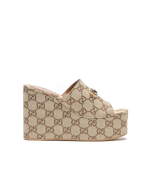 GUCCI Gucci Women Gg Horsebit Wedge Sandals