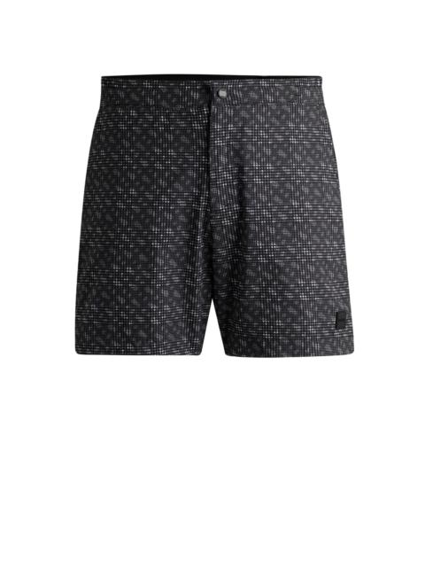 BOSS QUICK-DRY SWIM SHORTS WITH MONOGRAM PRINT