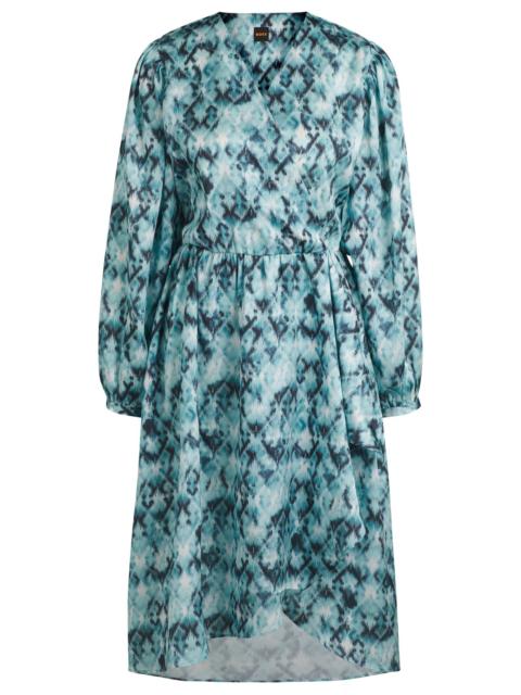 BOSS PRINTED DRESS IN HAMMERED SATIN