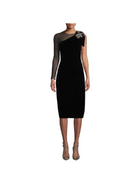 Other Designers Sachin + Babi - Sachin & Babi Noir Bali Dress One Shoulder Velvet Lace Crystal Sz 4 NWT