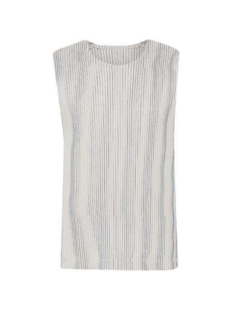 ISSEY MIYAKE AW23 PLEATED STRIPED VEST - GREY/BLACK/BLUE