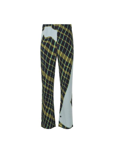 ISSEY MIYAKE WINDSWEPT PLAID PANTS - BLUE GRAY