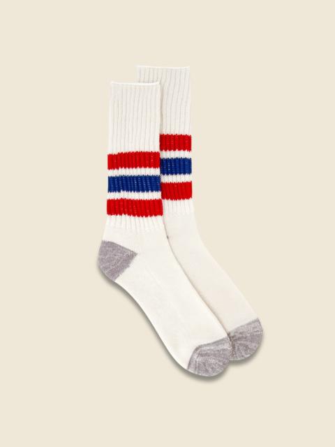 ROTOTO® Coarse Ribbed Old School Sock - Chili Red/Blue