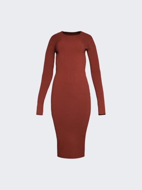 Rick Owens Fitted Column Midi Dress Henna