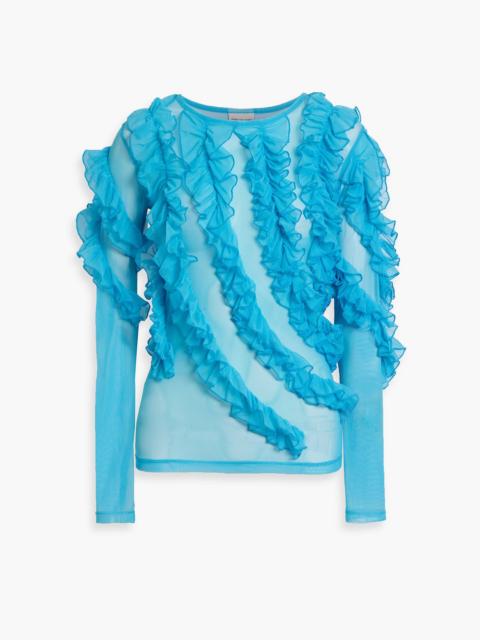 Dries Van Noten Ruffled stretch-mesh top