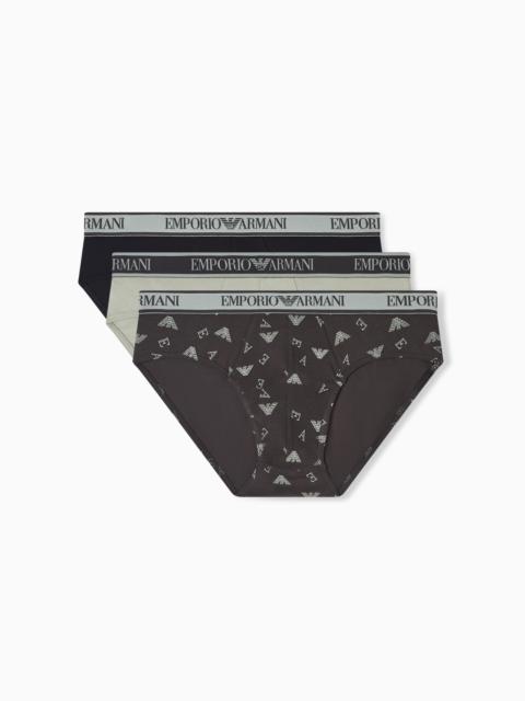 EMPORIO ARMANI THREE-PACK OF BRIEFS WITH CORE LOGO WAISTBAND