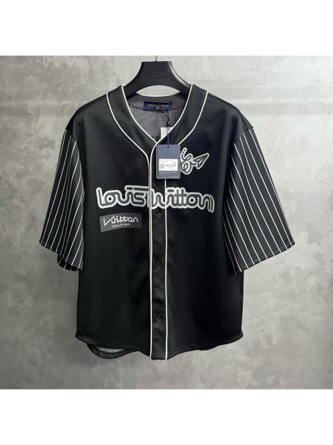 Louis Vuitton Louis Vuitton Black Printed Short-Sleeve Baseball Shirt
