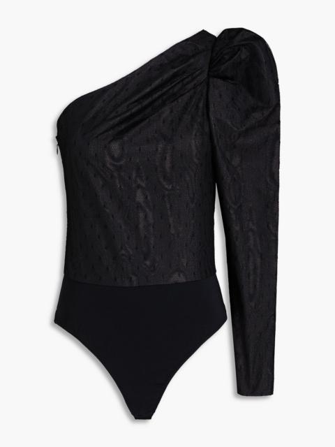 REDValentino One-sleeve point d'esprit and moire bodysuit