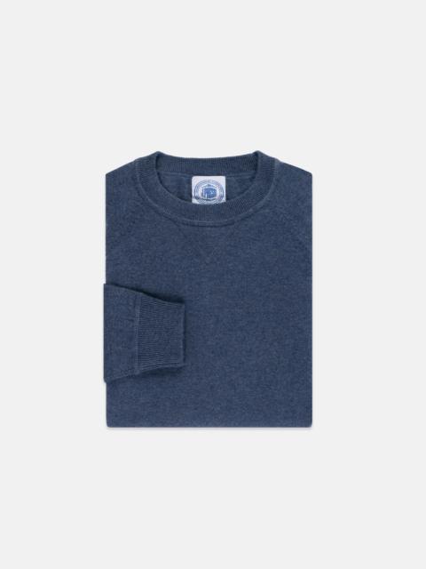 J. PRESS MEDIUM BLUE COTTON/WOOL CREWNECK SWEATSHIRT - TRIM FIT