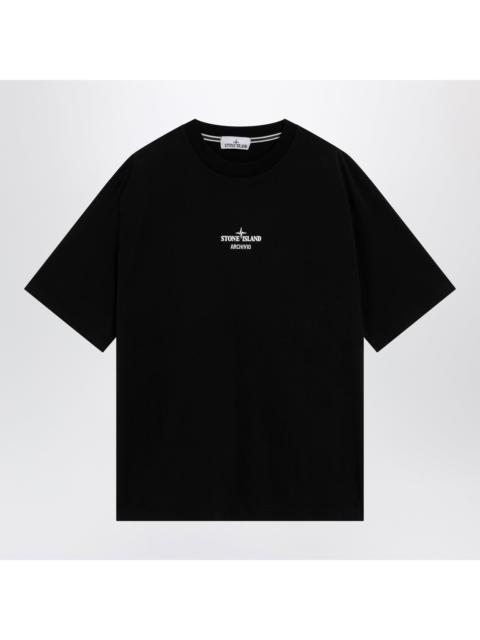 Stone Island Stone Island Black Cotton T-Shirt With Logo Prints Men