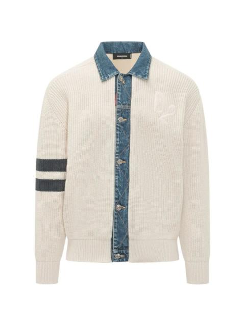 DSQUARED2 Denim Mix D2 Knit Cardigan