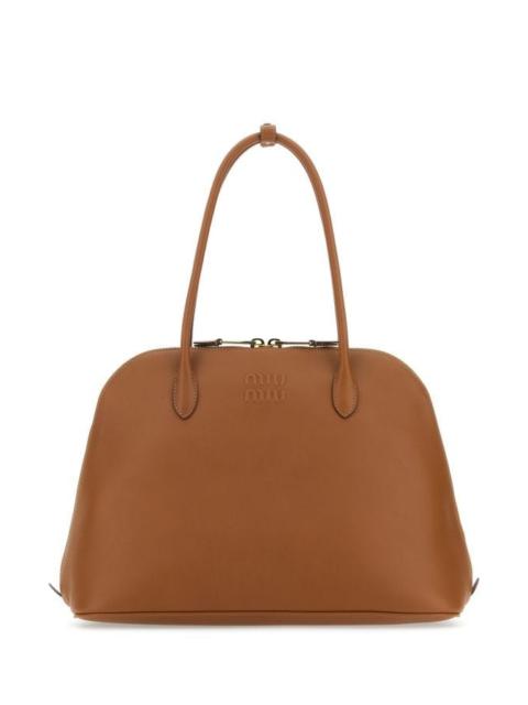 Miu Miu Woman Caramel Leather Shopping Bag