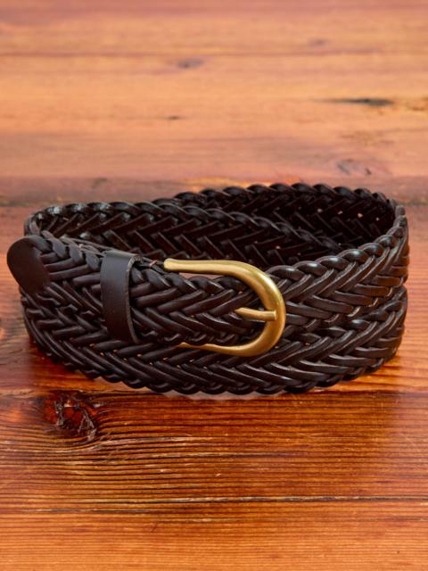 BEAMS PLUS Braided Leather Mesh Belt in Brown