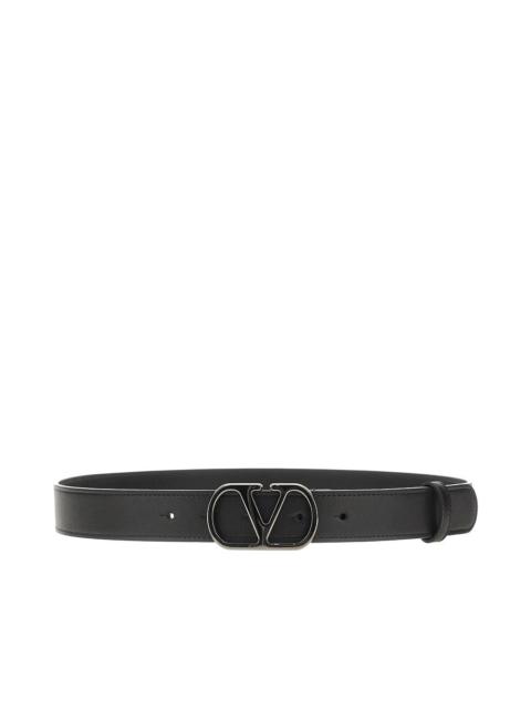 Valentino LEATHER BELT WITH VLOGO SIGNATURE BUCKLE