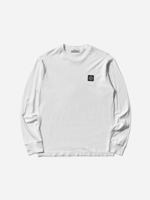 Stone Island Men's Garment Dyed Logo Longsleeve T-Shirt White