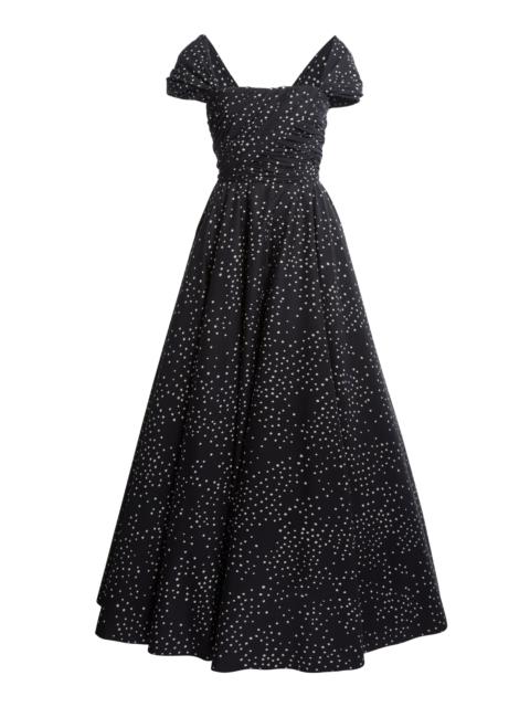 GIAMBATTISTA VALLI Off-The-Shoulder Popeline Gown black/white