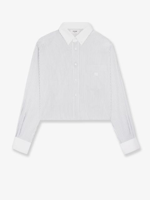 Celine Women Cropped Cotton Shirt With Striped Motif
