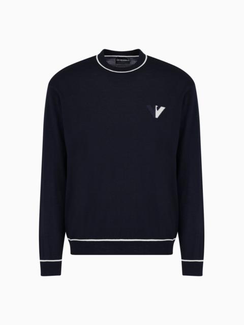 EMPORIO ARMANI Virgin-wool jumper with jacquard logo detail