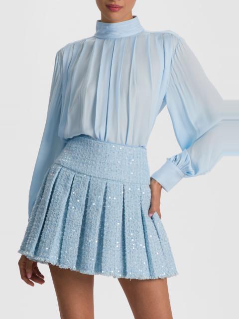 Alice + Olivia Alice + Olivia Gertrude Mock Neck Top in Carolina Blue at Nordstrom