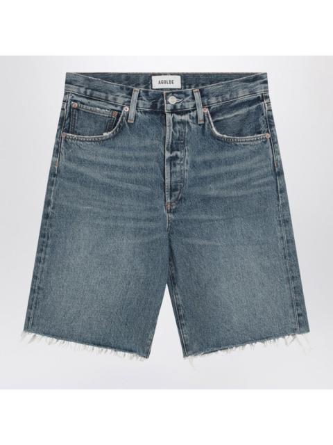 AGOLDE Raw-cut blue denim shorts