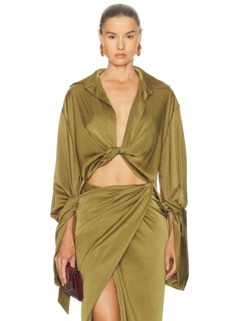 ATLEIN Draped Cropped Shirt