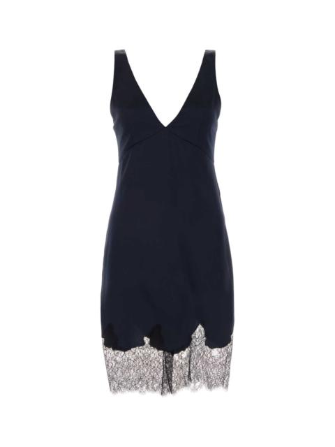 ワンピース Saint Laurent Midnight blue satin mini dress Saint Laurent Pleated Lamé Mini Dress in Blue | Lyst