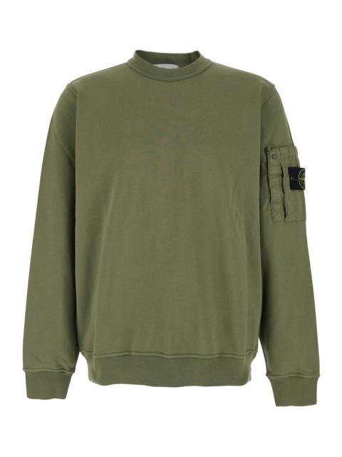 Stone Island Stone Island Men Green Sweatshirt With Logo Patch On The Sleeve In Cotton Man