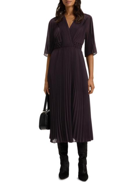 BOSS BOSS Dailey Pleated Midi Dress in Dark Carmine at Nordstrom