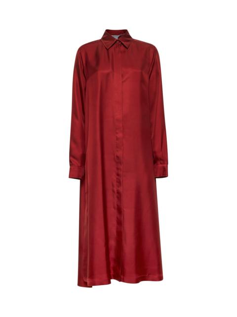 Max Mara Max Mara Women Red Crusca Silk Shirt Dress