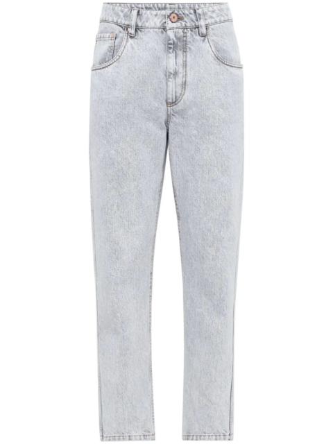 Brunello Cucinelli Women Denim Straight Pants With `Shiny` Bartack