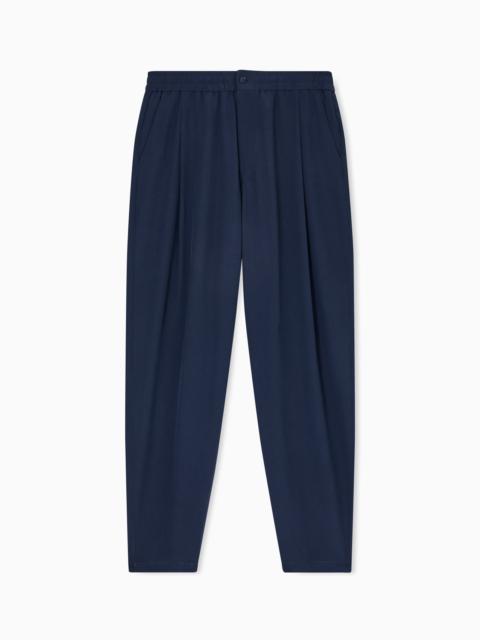 GIORGIO ARMANI SILK CRÊPE FLAT-FRONT TROUSERS