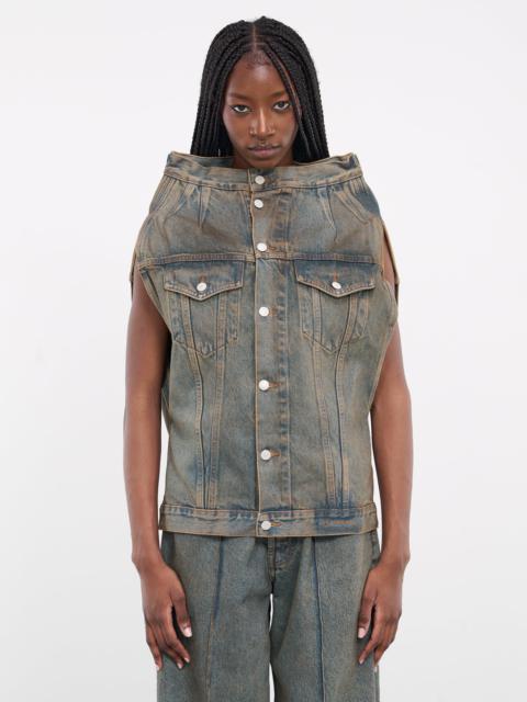 ALAINPAUL Denim Wide Neck Vest