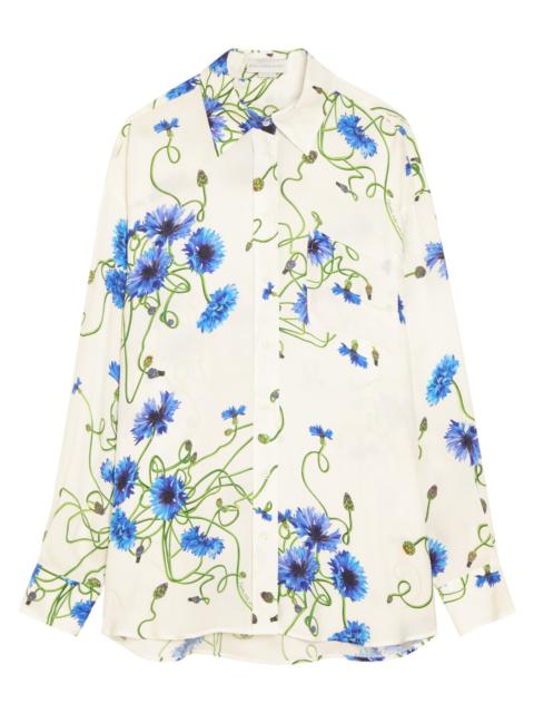 Stella McCartney Stella Mccartney Floral Print Textured Satin Shirt
