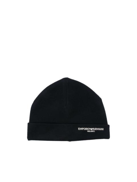 EMPORIO ARMANI logo-embroidered beanie