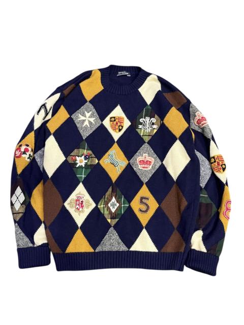 Other Designers Nicole Club × Vintage × Y's for Men - Vtg NICOLE CLUB Multicolor Embroidery Patchwork Wool Sweater