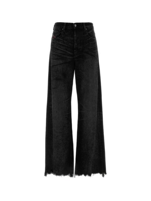 Diesel Diesel Women Black Denim Wide-Leg Jeans