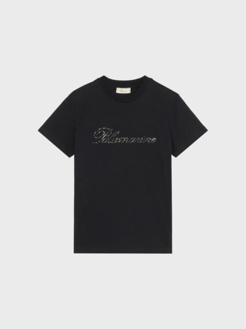 Blumarine JERSEY T-SHIRT WITH BLUMARINE LOGO EMBROIDERY IN RHINESTONES
