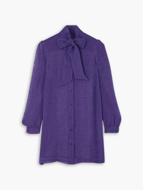 Other Designers Bow-detailed linen-blend gauze dress
