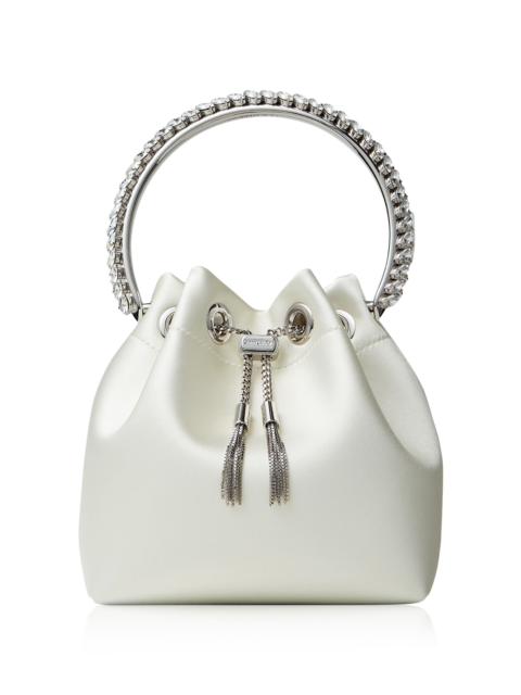 JIMMY CHOO Bon Bon Satin Top Handle white