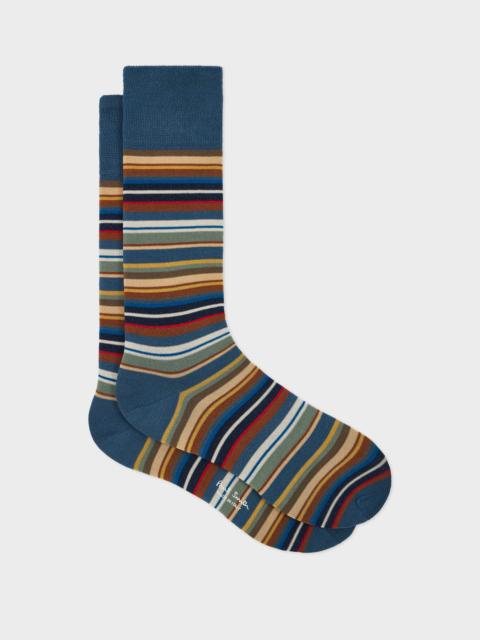 Paul Smith Blue Multicolour Stripe Socks