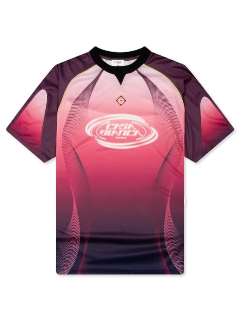CASABLANCA AUBERGINE GRADIENT S/S FOOTBALL TOP - AUBERGINE GRADIENT