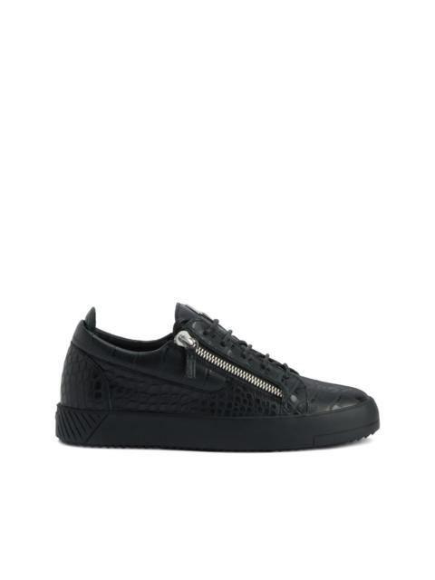 Frankie crocodile-effect zip trainers