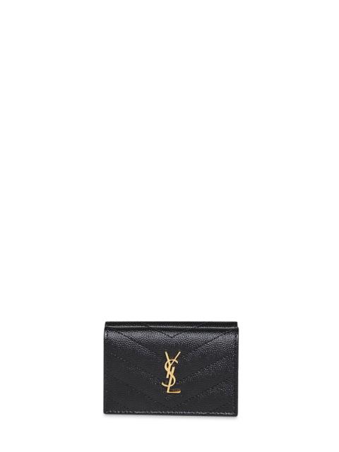SAINT LAURENT Saint Laurent Women Black Cassandre Origami Tiny Wallet