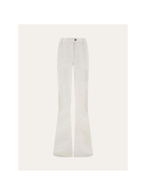 FERRAGAMO Ferragamo Off White Flared Cotton Trousers