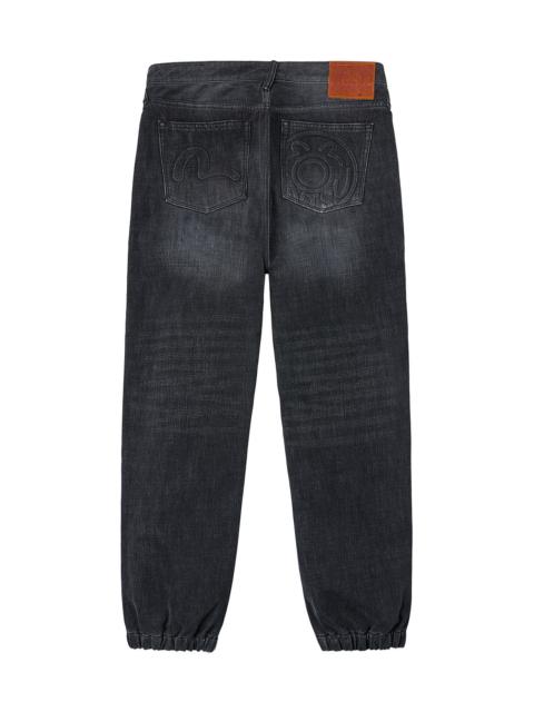 EVISU Emboss Seagull and Logo Regular Fit Denim Jogger