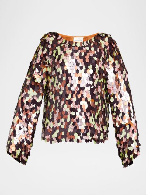 Dries Van Noten Paillette Embellished Long-Sleeve Top