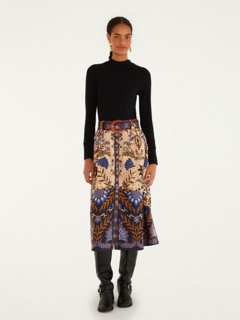 FARM RIO Pink Marvelous Garden Midi Skirt