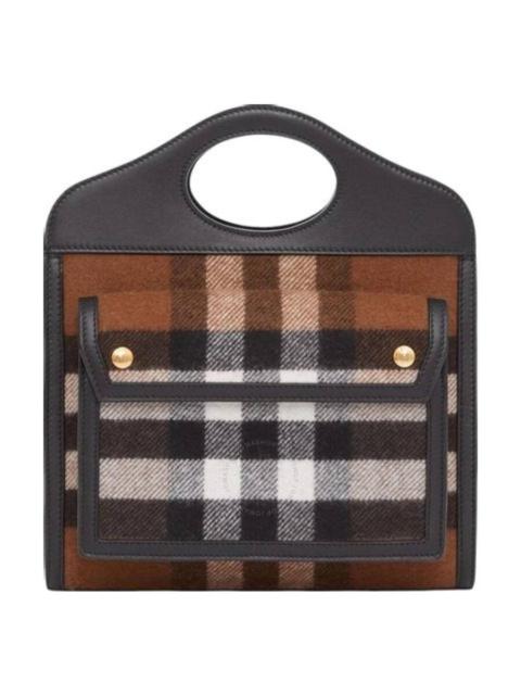 Burberry Check Cashmere and Leather Mini Pocket Bag