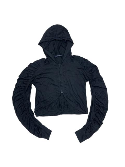 Other Designers LIMI FEU CROPPED WRINKLE SLEEVES ZIPPER HOODIE SWEATER