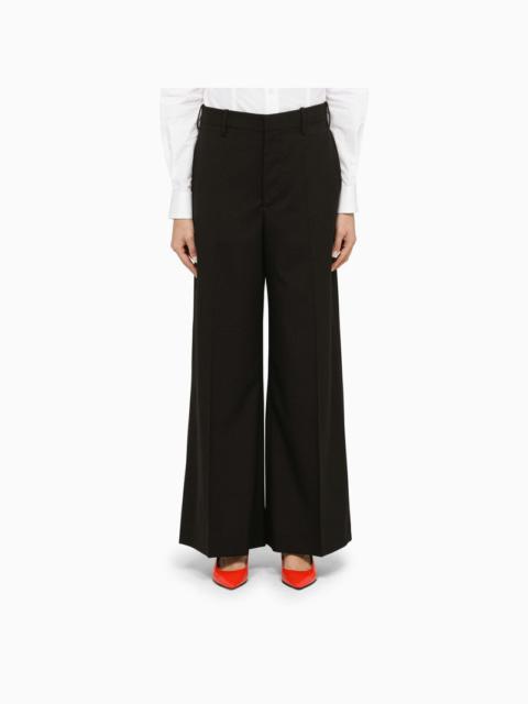 BLACK WOOL PALAZZO TROUSERS